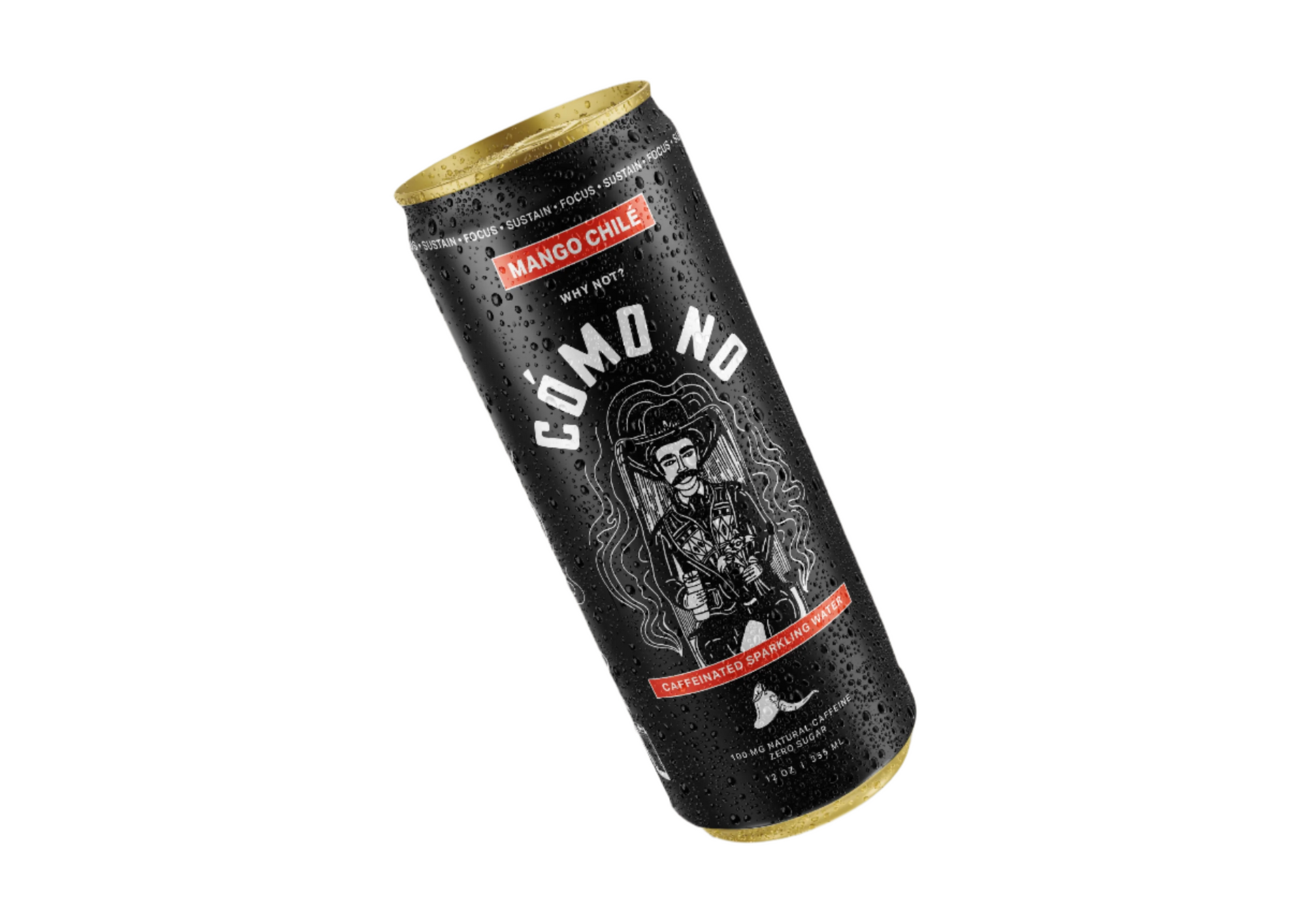 12 Pack Mango Chile energy drink can with black design featuring skeleton illustration and gold accents